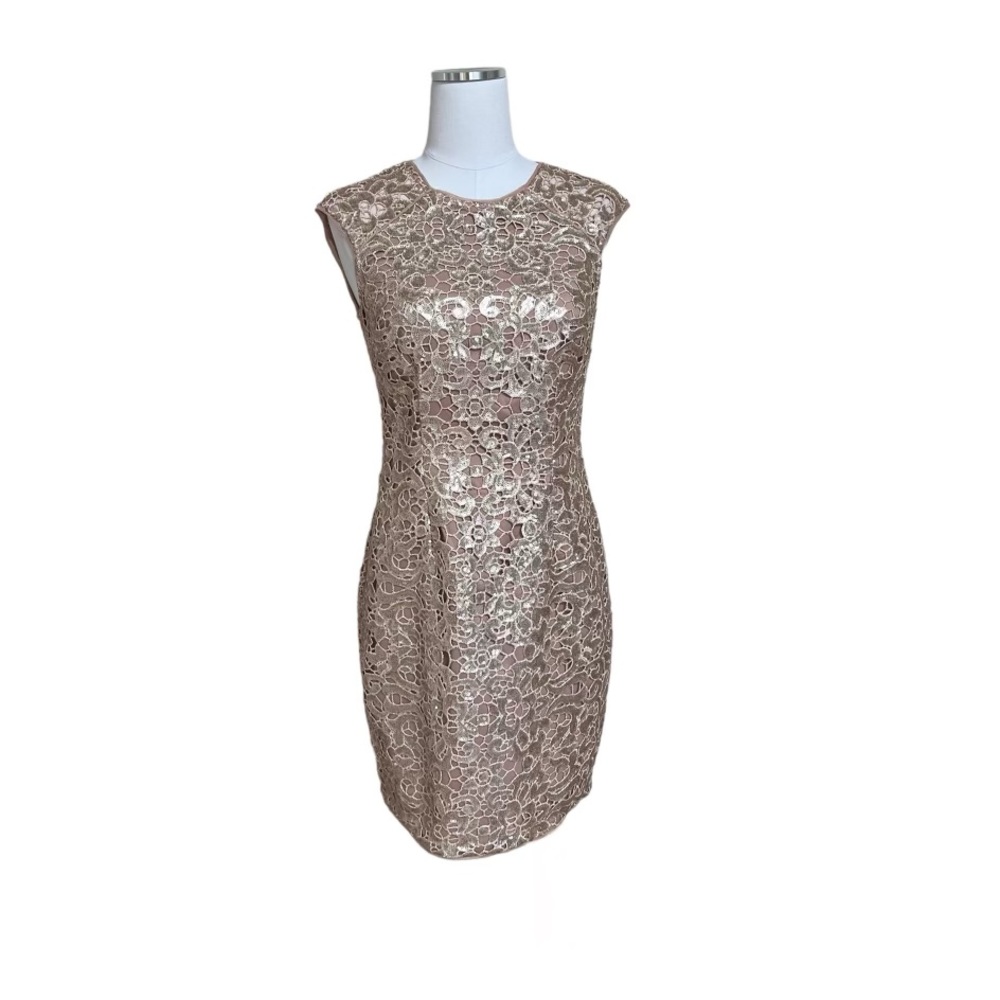 BHLDN Aidan Mattox Sequin Cocktail Dress in Gold Metallic Size 4 NWOT
